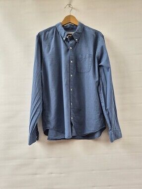 Outerknown Artist Oxford Shirt Mens XL Blue Indigo Organic Cotton Quiet Luxury